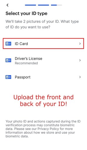 Verify your ID on Coinbase