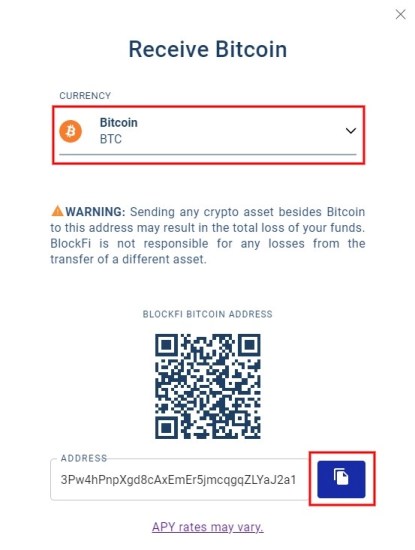 BlockFi Bitcoin address