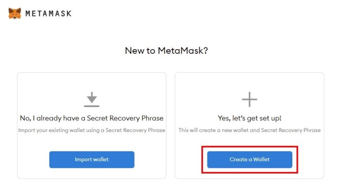 Create a new wallet on MetaMask