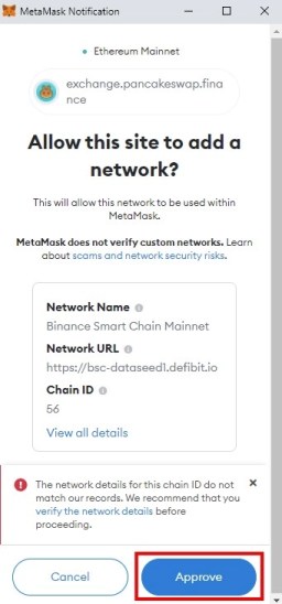 Allow this site to add a network