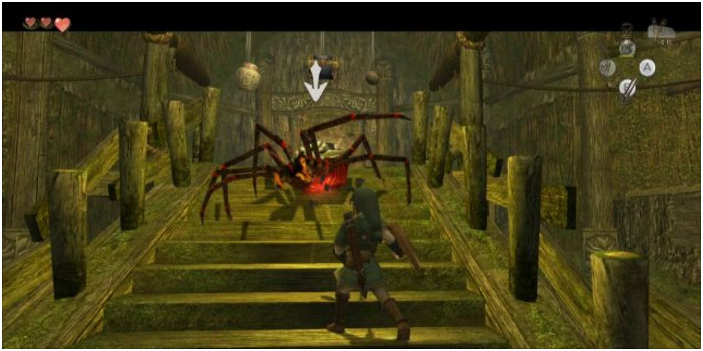 Zelda Forest Temple Link의 황혼의 공주 전설 거미와 전투