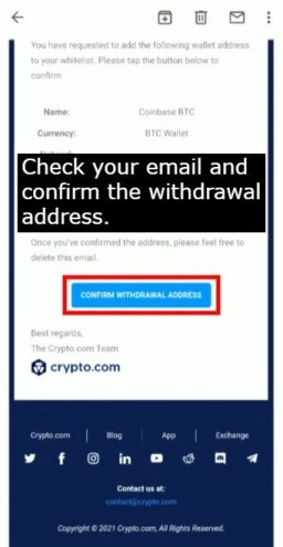 Confirm withdrawal address on Crypto.com 