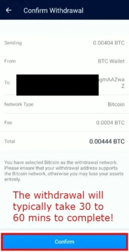 Confirm withdrawal on Crypto.com