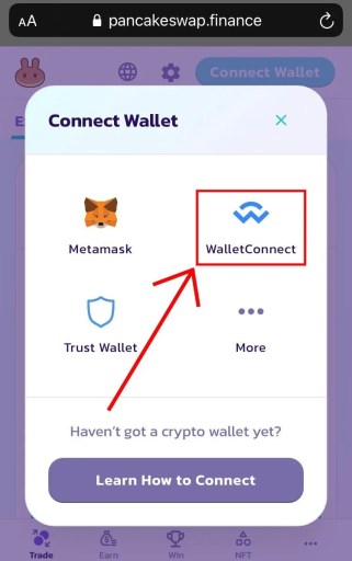 Connect WalletConnect on PancakeSwap