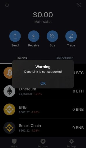 Deep link is not supported Trust Wallet