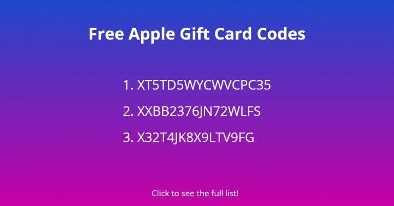Free Apple gift card codes