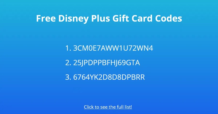Free Disney Plus gift card codes