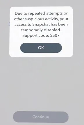 Snapchat의 지원 코드 SS07
