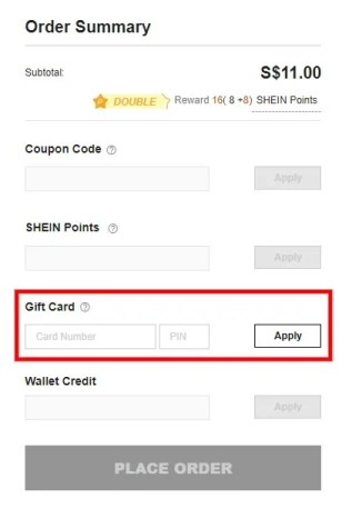 How to redeem a Shein gift card code