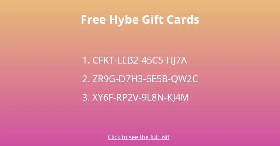 Free Hybe gift card
