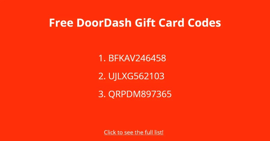 Free DoorDash gift cards