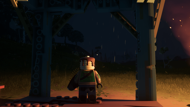LEGO Fortnite의 비오는 밤.