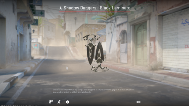 CS2의 Shadow Daggers 블랙 라미네이트.