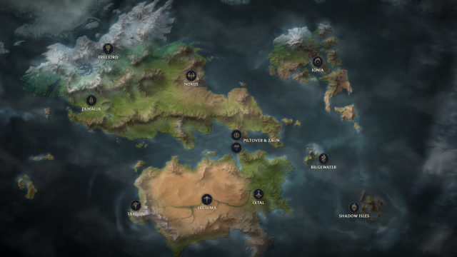 Riot Games 페이지의 Runeterra 공식 지도.