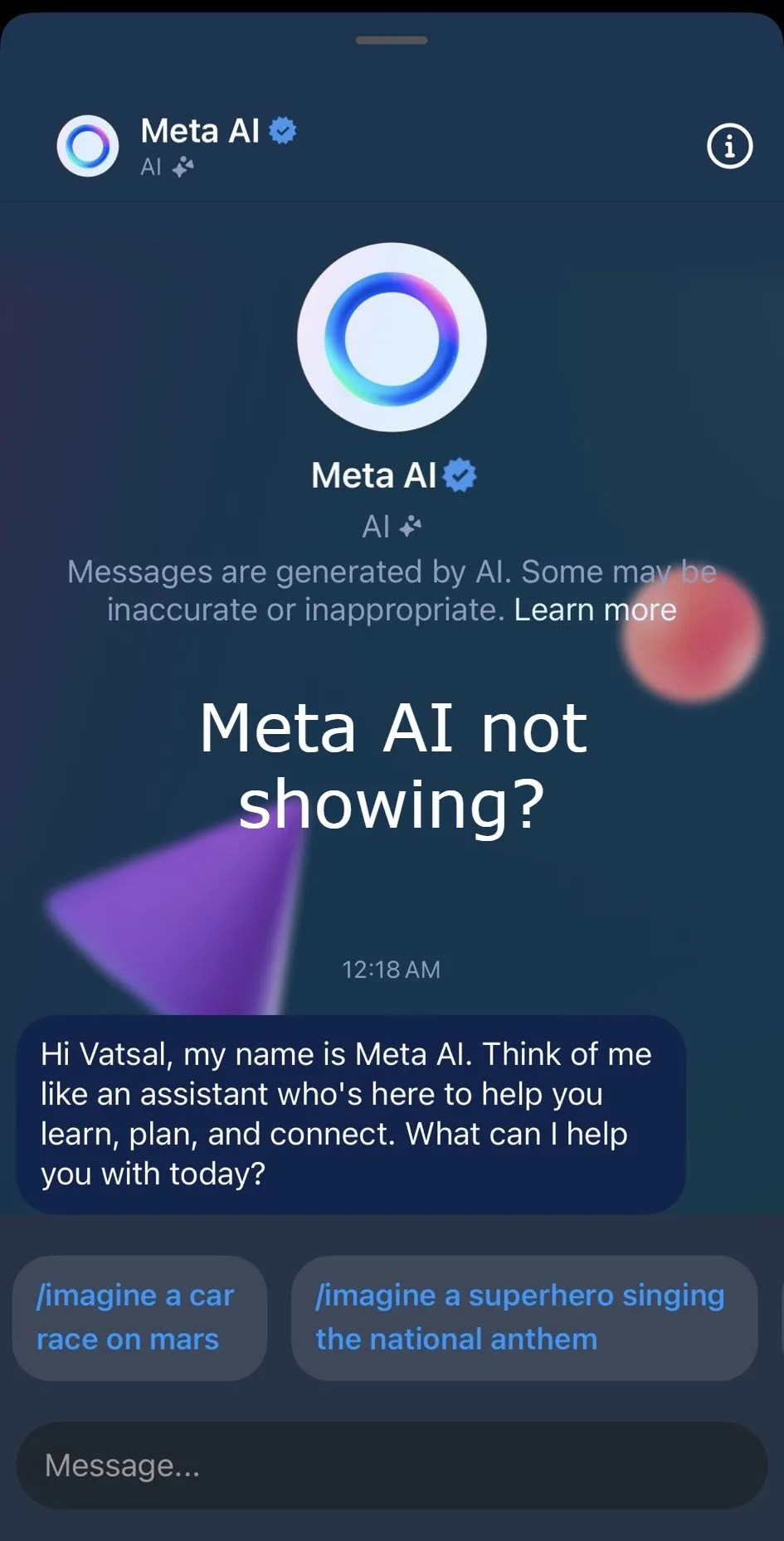 메타 AI가 작동하지 않습니다